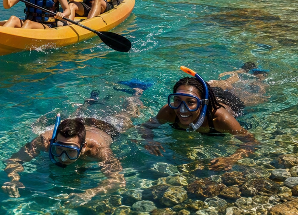 Snorkeling in clear shallow water